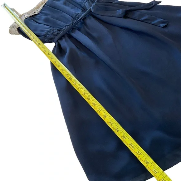 Graham & Spencer Anthropologie 100% Silk Navy Slip Dress Women L Midi Sleeveless - Picture 15 of 15